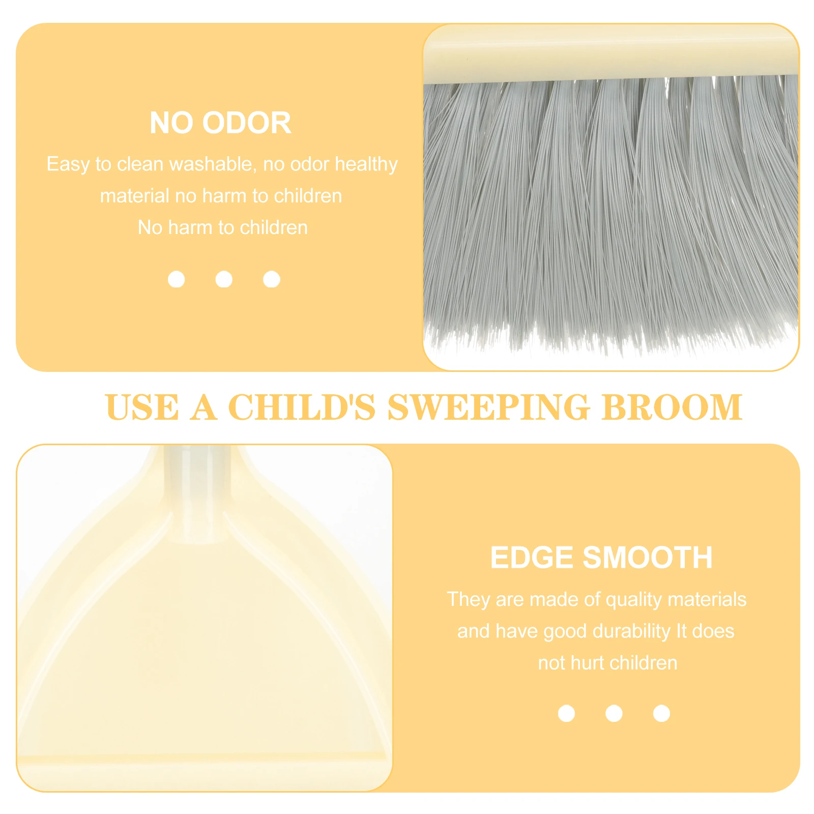 1 مجموعة مكنسة بلاستيكية ومجارف مجموعة للأطفال السلس آمنة لا نتوءات أدوات تنظيف حجم الطفل للاستخدام المنزلي على سطح الطاولة #5