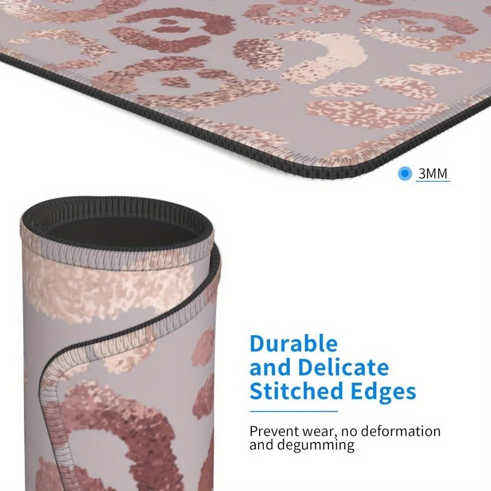 The Pink Sparkling Leopard Print Mouse Pad Is Made of Washable and Anti-Slip Rubber, Suitable for Gamers and Dormitories
