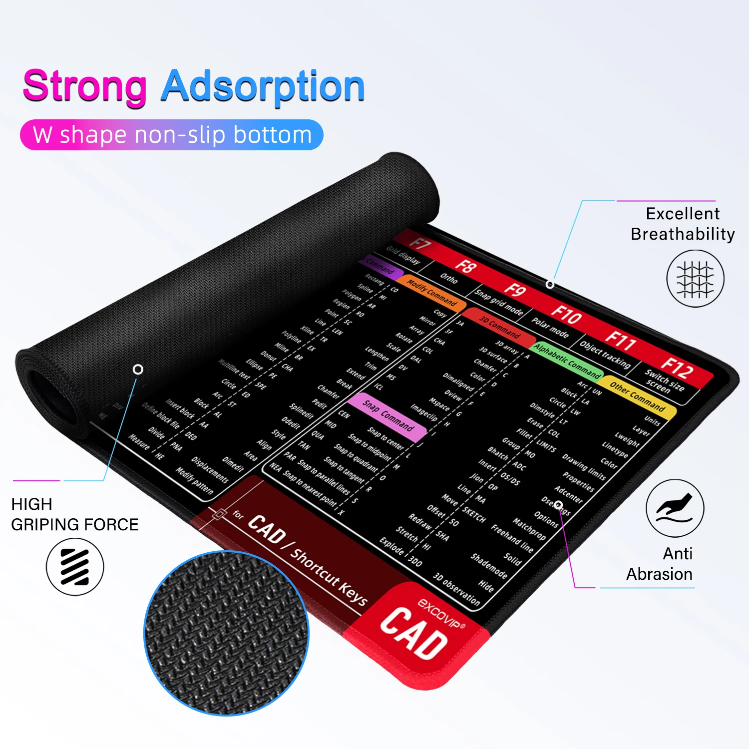 EXCO-Tapis de bureau ShortSulMouse arc-en-ciel pour AutoCAD, grand clavier, sous-souris, polymères de bureau de jeu, bord cousu, base coordonnante