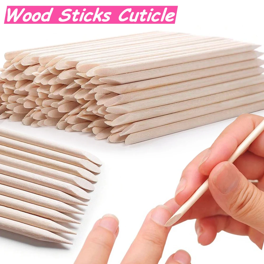 Conjunto de 50/1000 Peças de Palitos de Laranjeira para Unhas, Empurrador de Cutículas, Ferramenta para Remoção de Cutículas, Cuidados com Unhas para Manicure e Pedicure