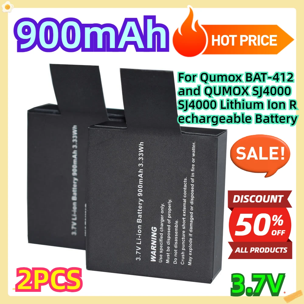 

For Qumox BAT-412 and QUMOX SJ4000 SJ4000 Lithium Ion 3.7V Rechargeable Battery 2pcs