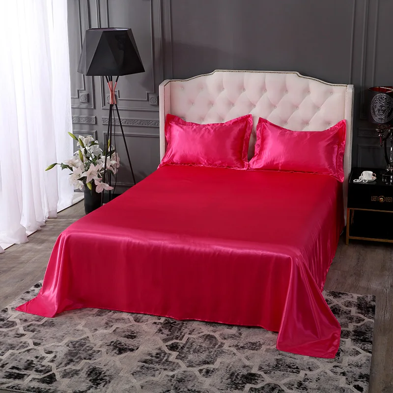 High quality Satin Bed Sheet Set Luxury Home Queen Size Bed Sheets Set Soft Smooth Bedsheets Satins Bedsheet and Pillowcase