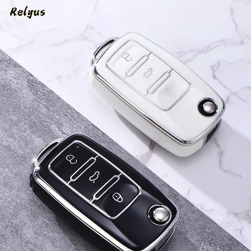 TPU Car Flip Key Case Cover Shell for VW Volkswagen Polo Tiguan Jetta Passat B5 B6 B7 Golf Beetle For Skoda Octavia Accessories