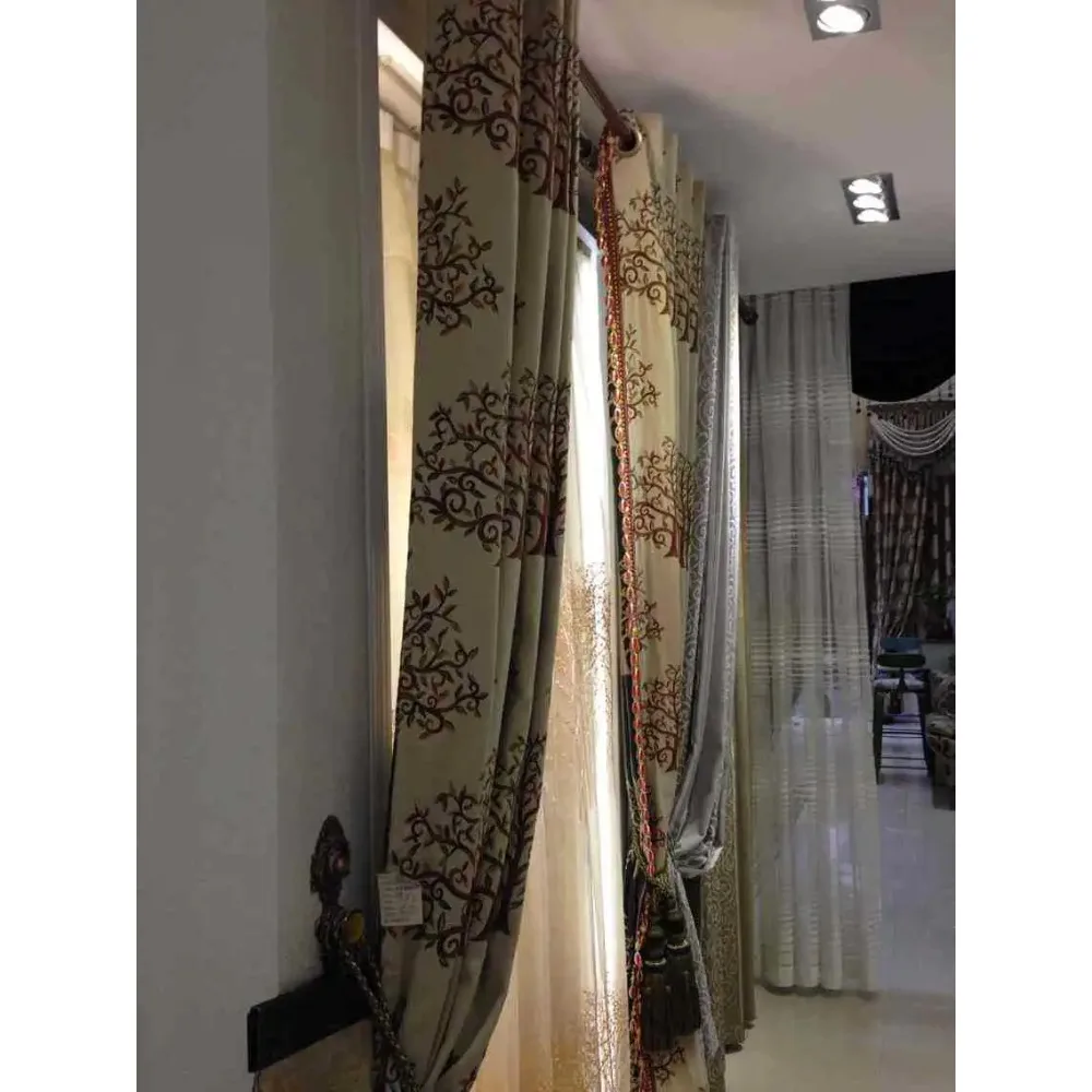 

American Country Jacquard Curtains for Living Room Bedroom Windproof Warm Sofa Fabric Pastoral Style Northern Home Decor