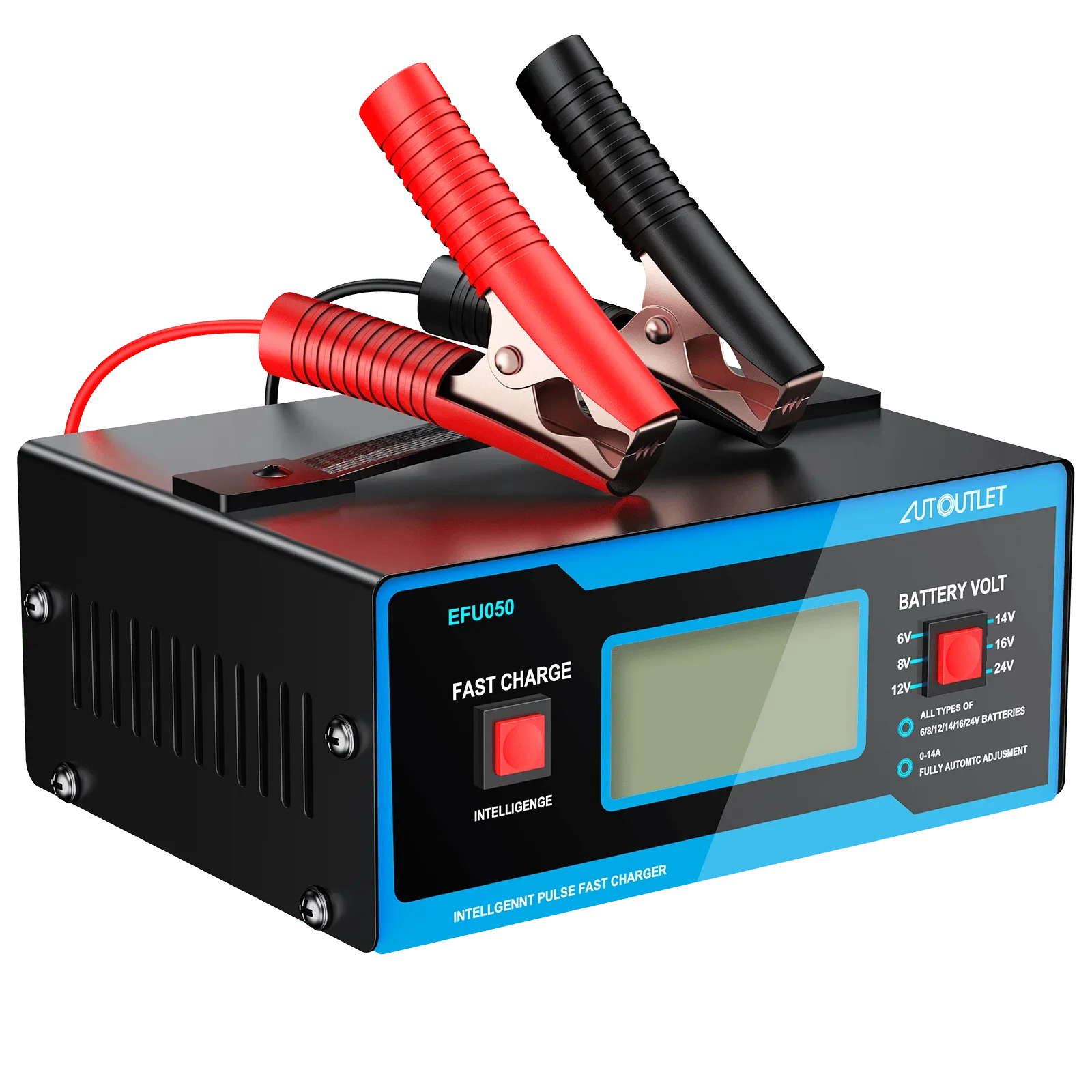 Caricabatterie per auto intelligente completamente automatico 0-10A Caricatore di mantenimento per mantenitore Caricabatterie 6/8/12/14/16/24V con fascette per cavi