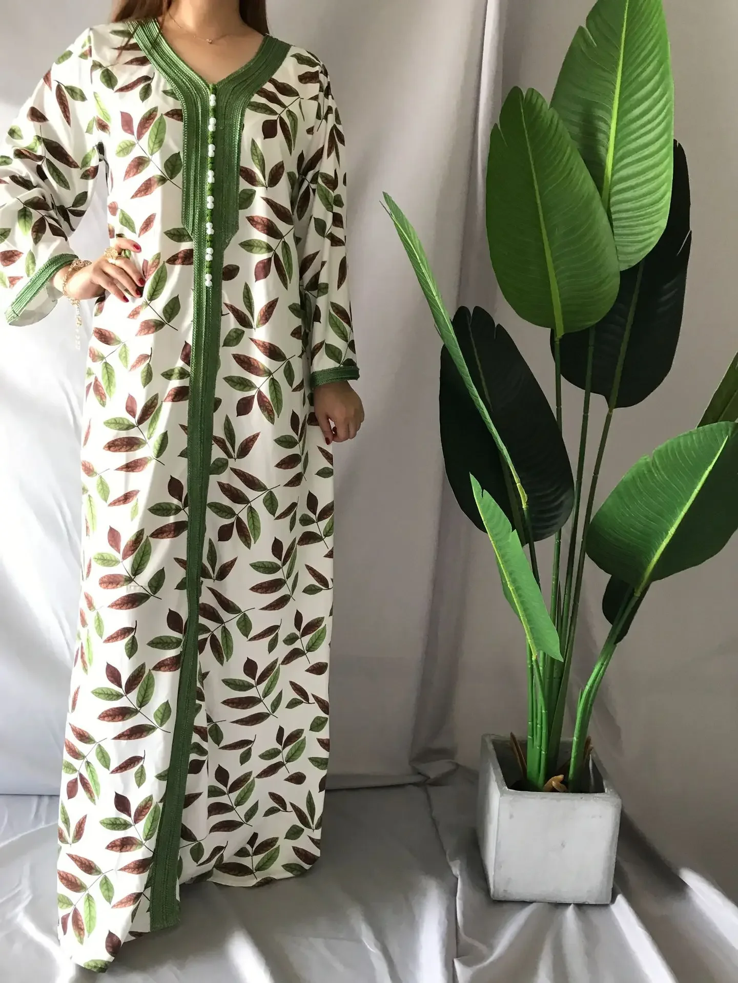 Muslim Dress Women Maxi Dresses Summer Casual Satin Abayas for Women Fashion Female Loose Dress Full Sleeve Print Floral Robe