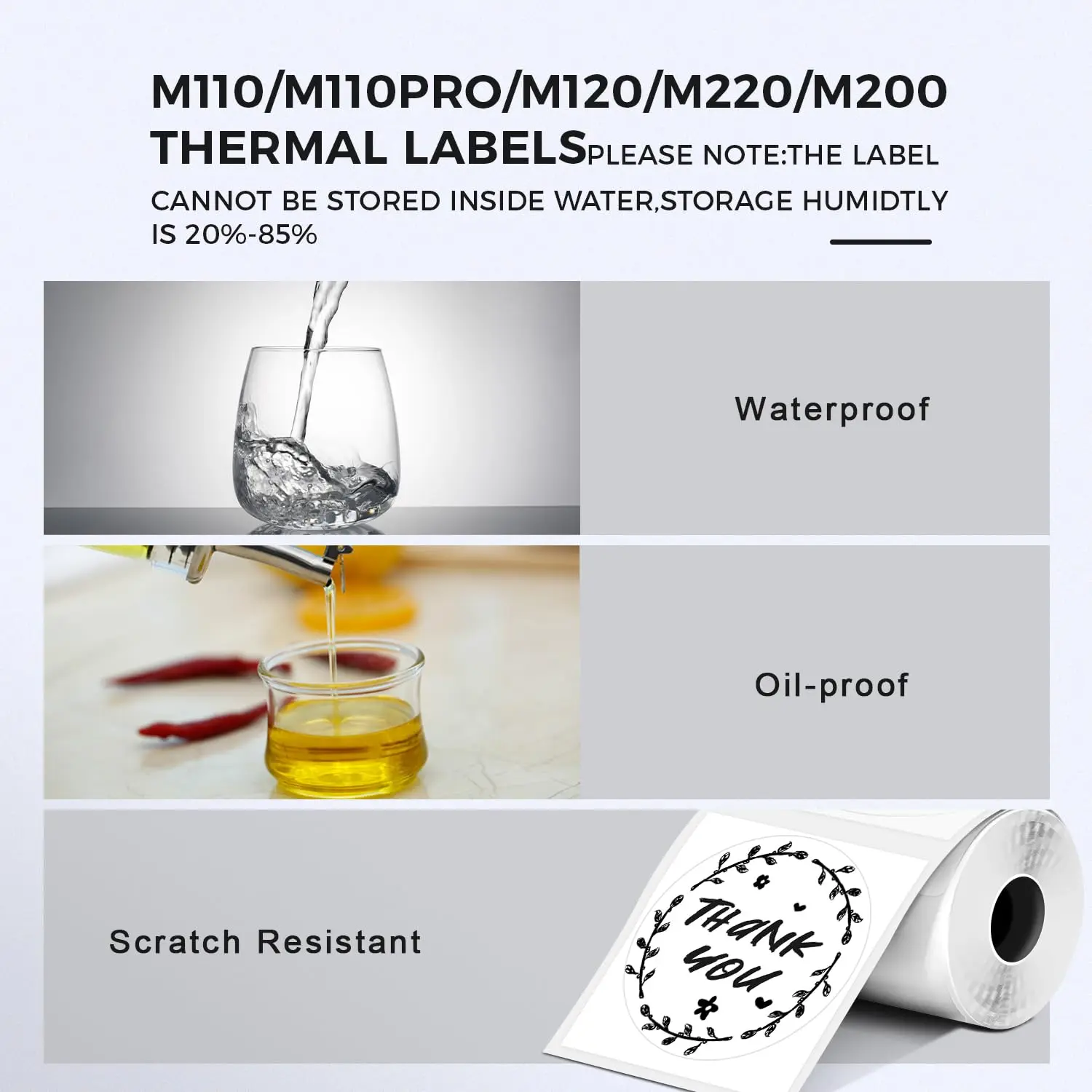 Round Circle Thermal Label M110/M221/M220/M120/M200 Label Printer,1.96" x 1.96"（50x50 mm) for Barcode/Mailing/Logo/Business