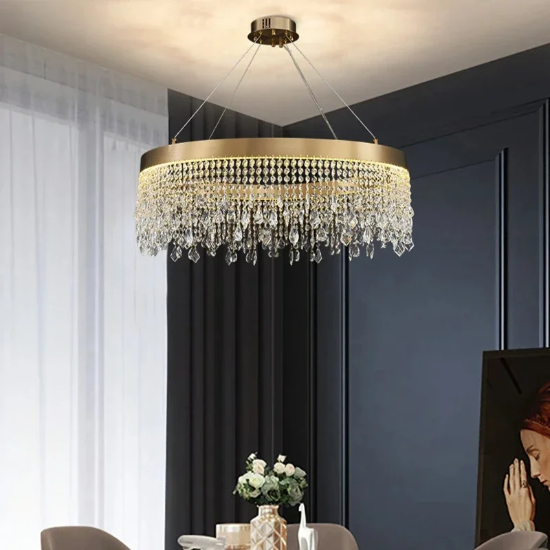 Modern Led Crystal Chandelier Living Room Light Dining Room Ceiling Lamp Kitchen Pendant Light Home Lighting Decor