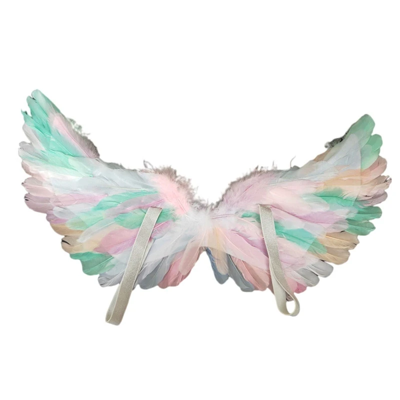 Nice Bird Dress Up Costume Props Colorful Angel Wings Feather Fairy Decor Wings