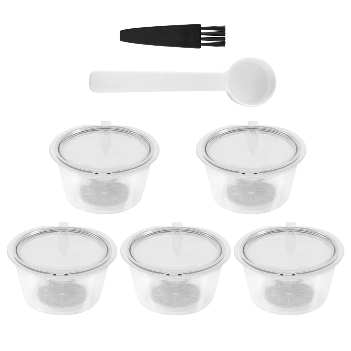 5PCS Reusable for Nestle for Dolce Gusto Coffee Capsule Filter Cup Refillable Filter Basket Caps Reusable Spoon Brush-1