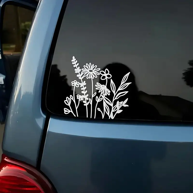 Wild Flower Decals for Camping, Laptop, Luggage, and Car - Glossy Stickers for Women.for a Unique and Personalized Look!