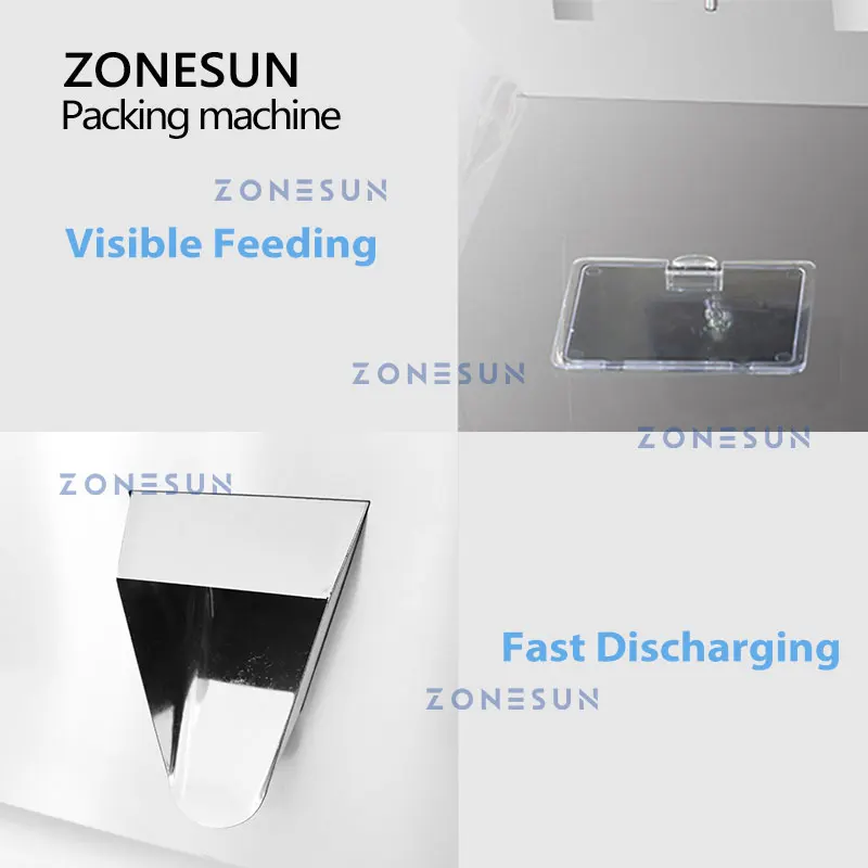 ZONESUN Butiran Mengisi Berat Mesin 4 Hopper Tepung Kacang Teh Daun Kacang Campuran Lada Musiman Kemasan ZS-GWF4