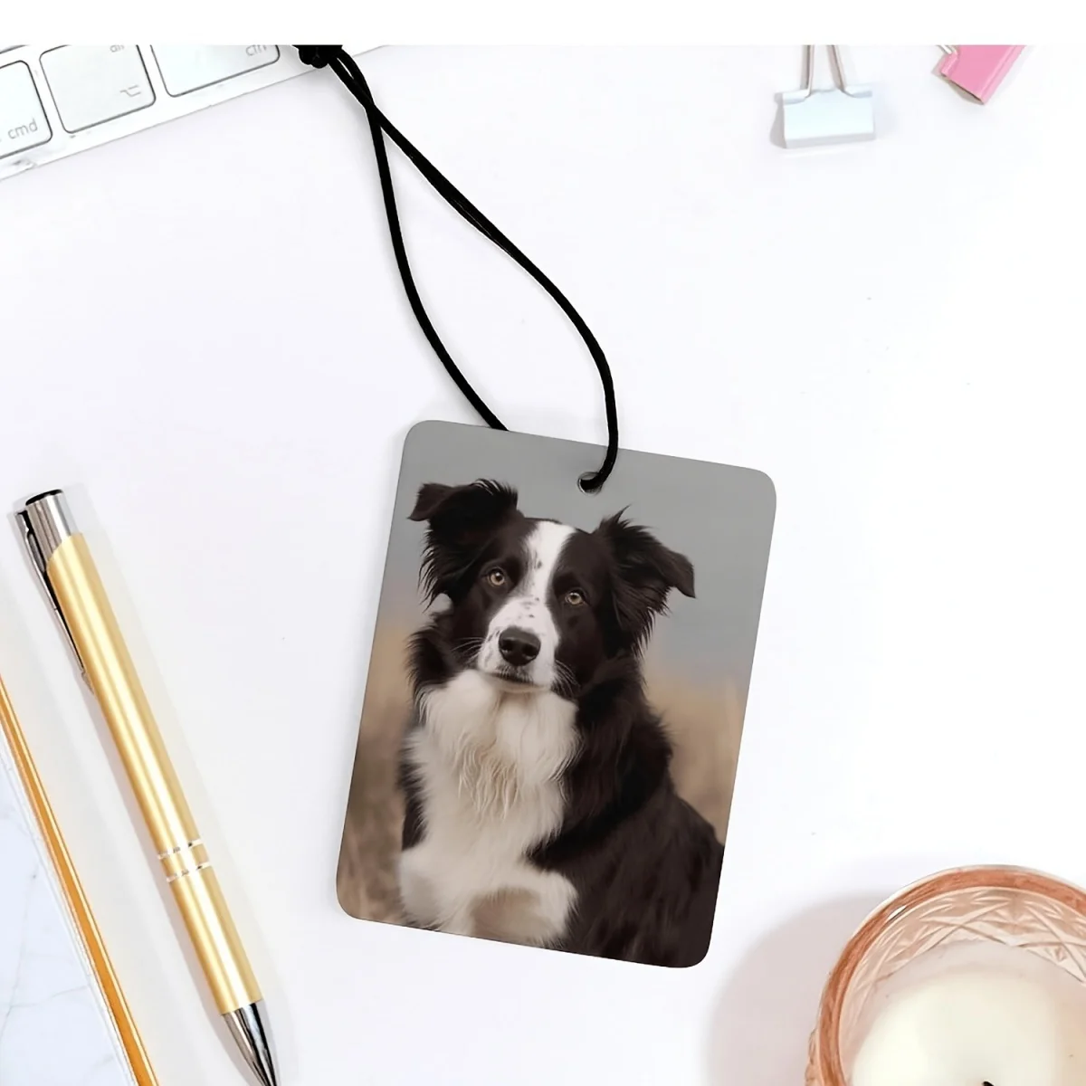 1 Custom Photo Car Ornament – ​​Rearview Mirror Decoration, Clear Acrylic Hanging Car Accessory – Easy to Install