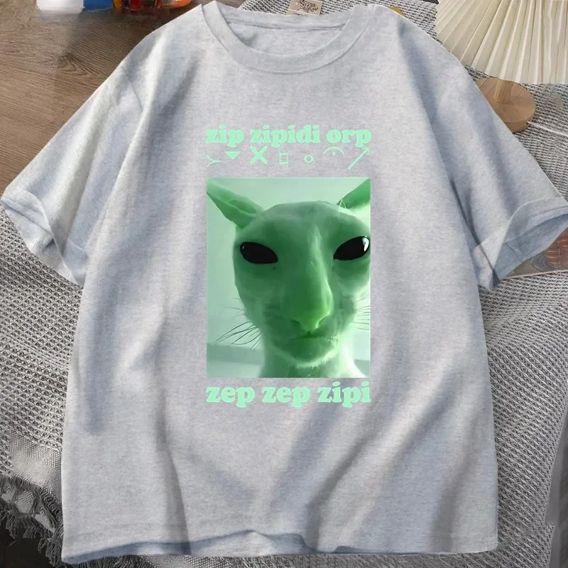 مضحك الغريبة القط دانك ميمي تي شيرت للنساء Brainrot تي شيرت غبي كرينج التي شيرت Harajuku تيز #4