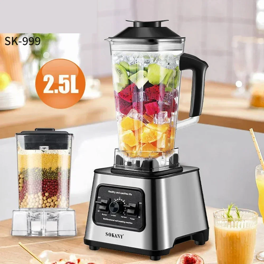 Licuadora potente de 6000W, batidora de mesa con contenedor de 2.5L, mezcladora profesional para hielo, nueces, frutas