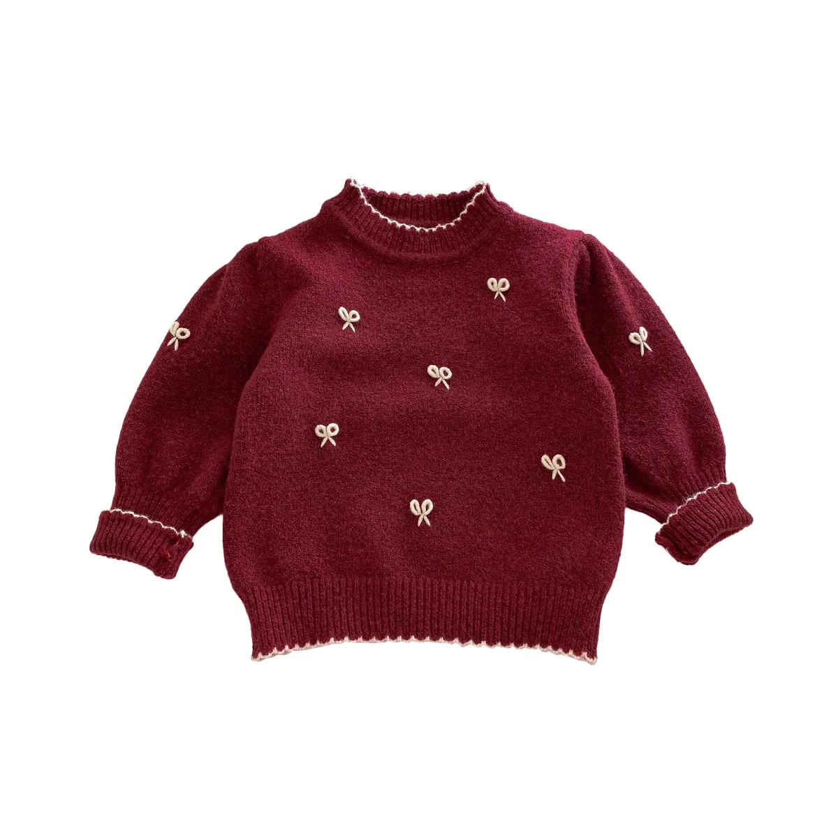 Winter 2024 Baby Girls Knitwears Cotton Knitted Knotbow Versatile Warm Infant Girls Pullovers Toddler Girls Princess Sweaters