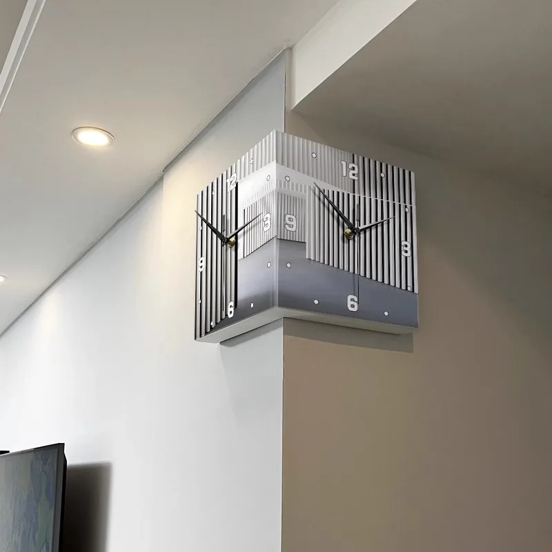 Abstract and simple, living room corner clock, household double-sided corner clock, wall hanging without punching