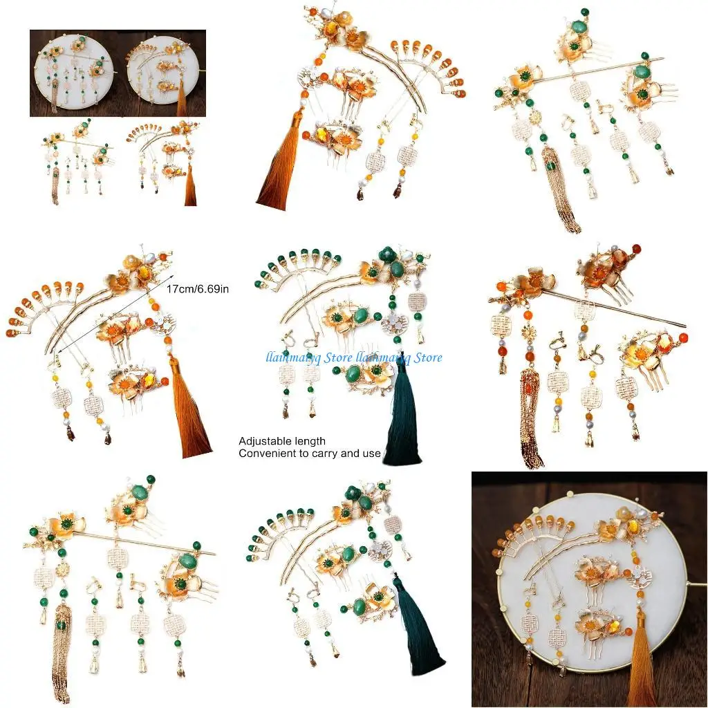 

573B Decorative Alloy Hair Set With Round Beaded Embellishments Hairpieces
