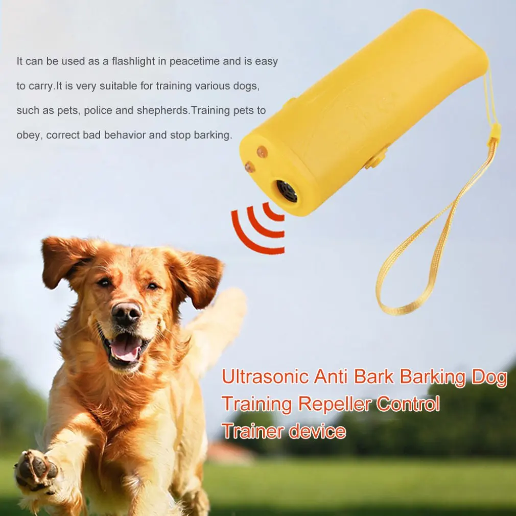 3 in 1 et repellente per cani dispositivo antiabbaio repellente per cani ad ultrasuoni Stop Bark Control forniture per l'addestramento con torcia a LED