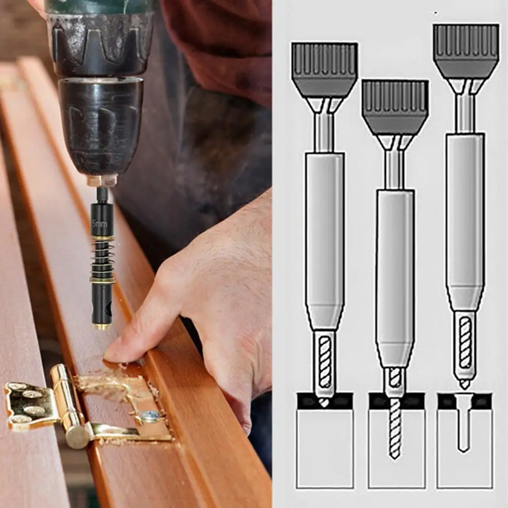 

Double Ended Hinge Drill Bit HSS Self Centering Wood Drill Bit Set Hex Shank for DIY Door Projects
