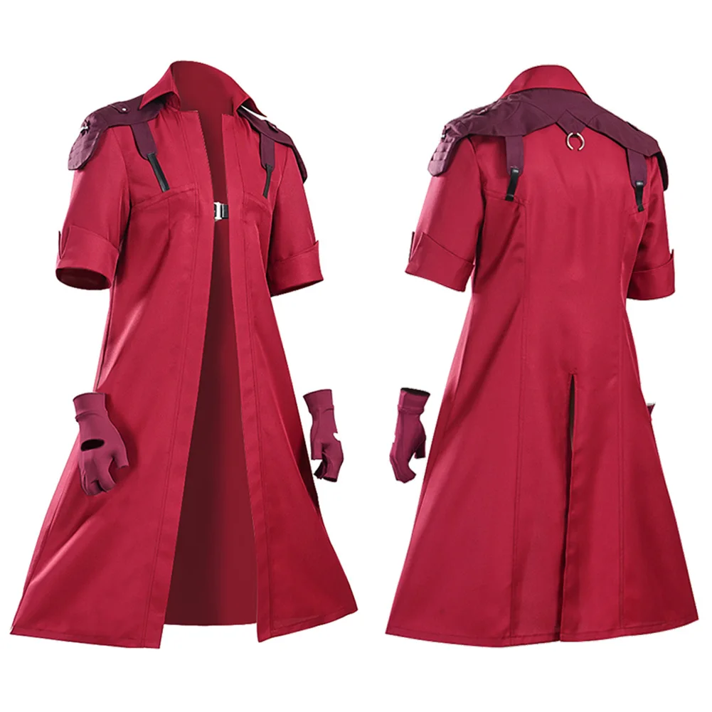 เกมDMC 5 Danteคอสเพลย์เครื่องแต่งกายเสื้อแดงถุงมือวิกผมสร้อยคอชุดผู้ชายปลอมตัวยาวWindbreakerเครื่องแบบฮาโลวีนCarnival