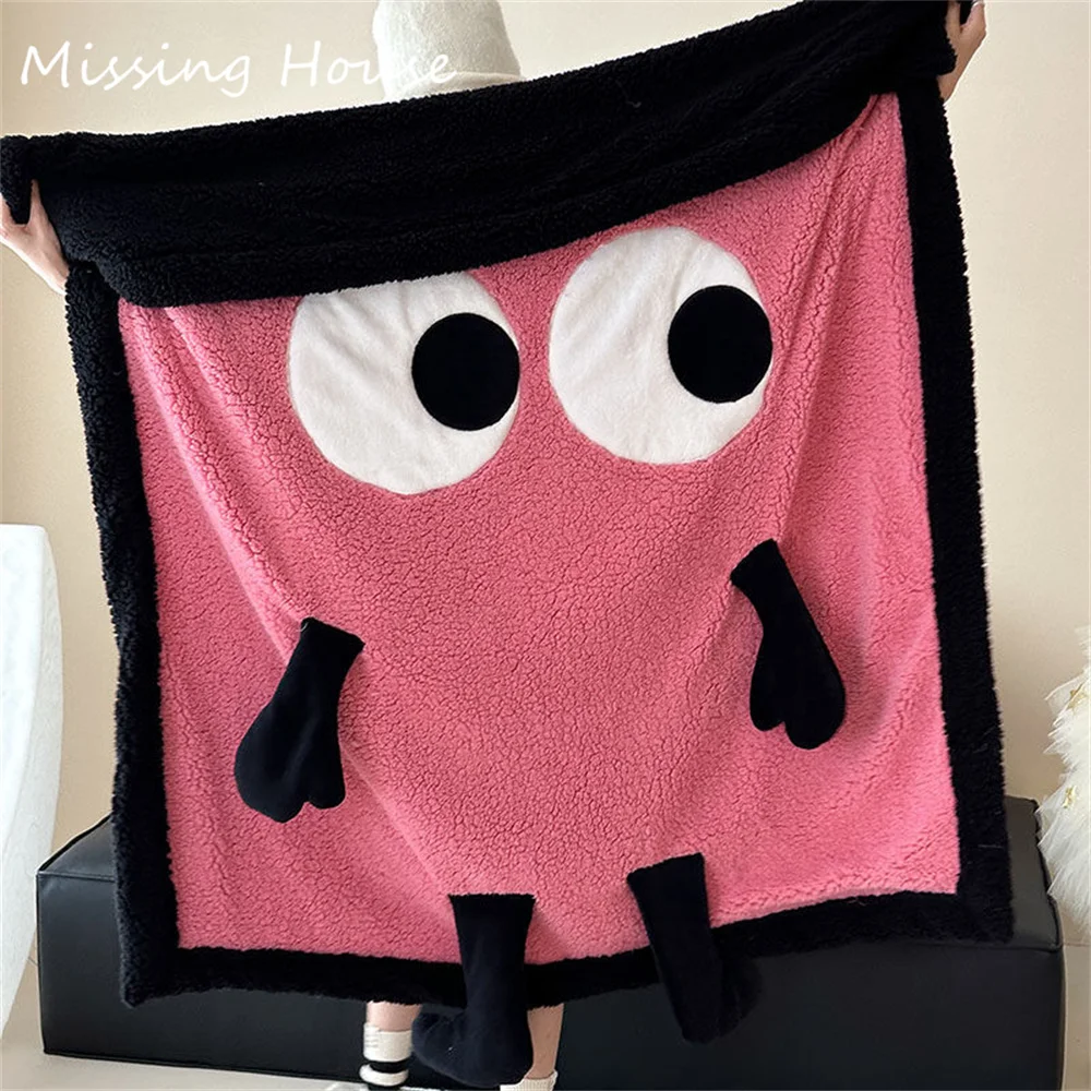 Funny Big Eyes Monster Berber Fleece Blanket Soft Warm Winter Cartoon with Feet Leg Blanket For Kids Boy Girl Xmas Gift