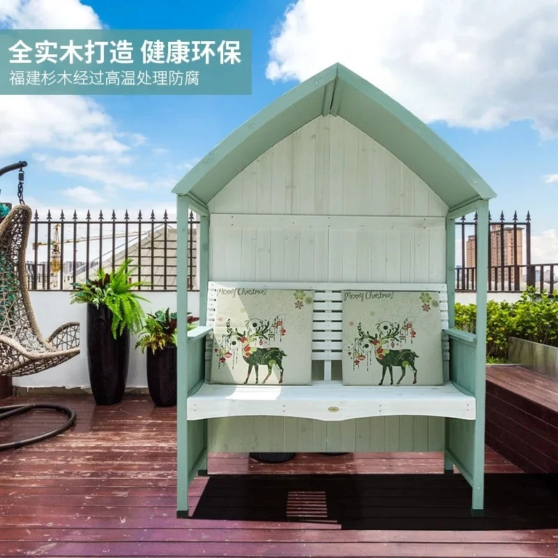 

X-S gazebo long chair courtyard chair outdoor solid wood courtyard garden villa
