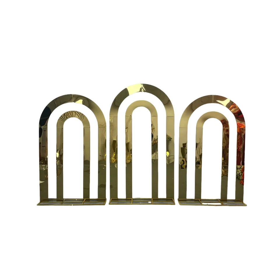 Wedding Arch Flower Rack Exquisite Gold Set Party Stage Decor Stainless Steel Wedding Background