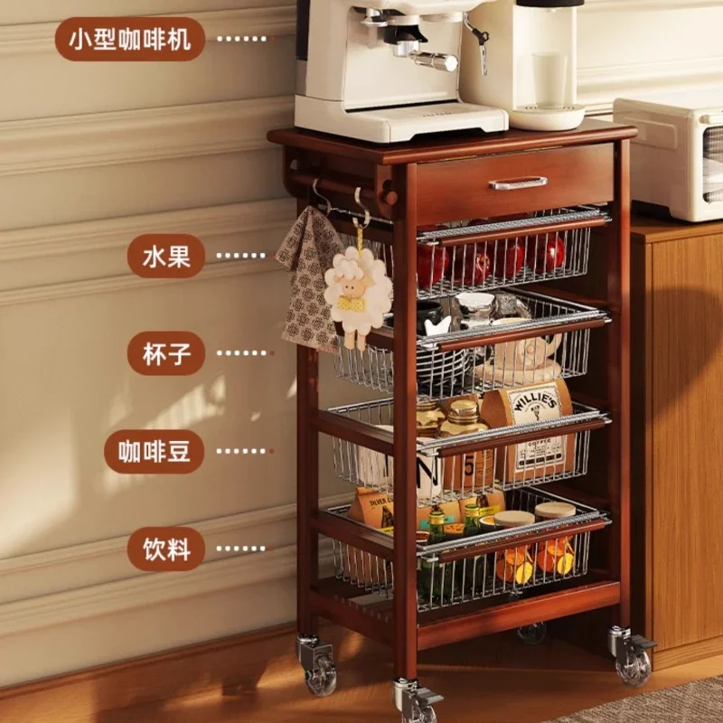 Kitchen Small Appliances Storage Rack Floor Standing Dining Cabinet Multi-layer Drawer Fruit Vegetable Storage Rack Mobile Cart