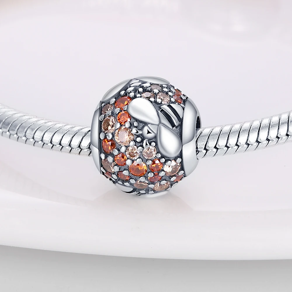 Original 925 sterling silver Bee Series Bee Nest Charms Pendant  Fit DIY bracelet necklace Gift for Her，Colgante Plata view 2