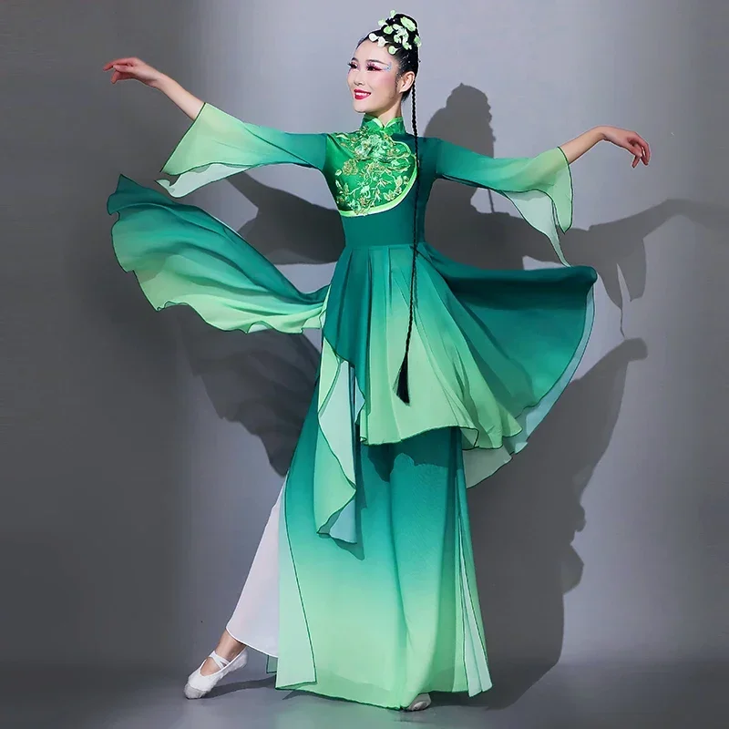 Traditional Classical National Costumes Ancient Hanfu Dance Wear Waist Drum Stage Costume Female Fan Umbrella Elegant Dance Wear