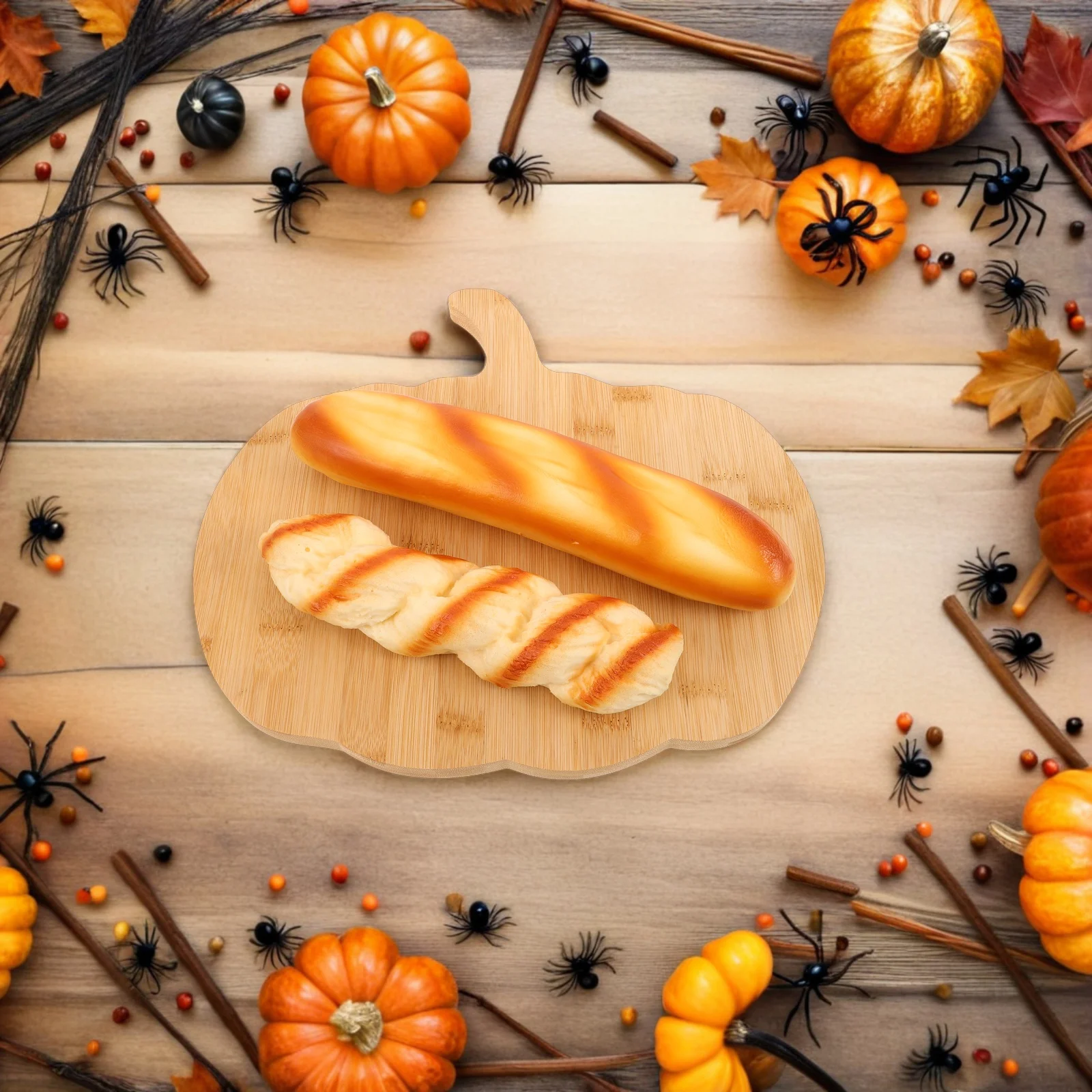 

Halloween Pumpkin Cutting Board Gothic Wooden Serving Platter Fall Kitchen Decor Tray Fruit Bamboo Small Dish