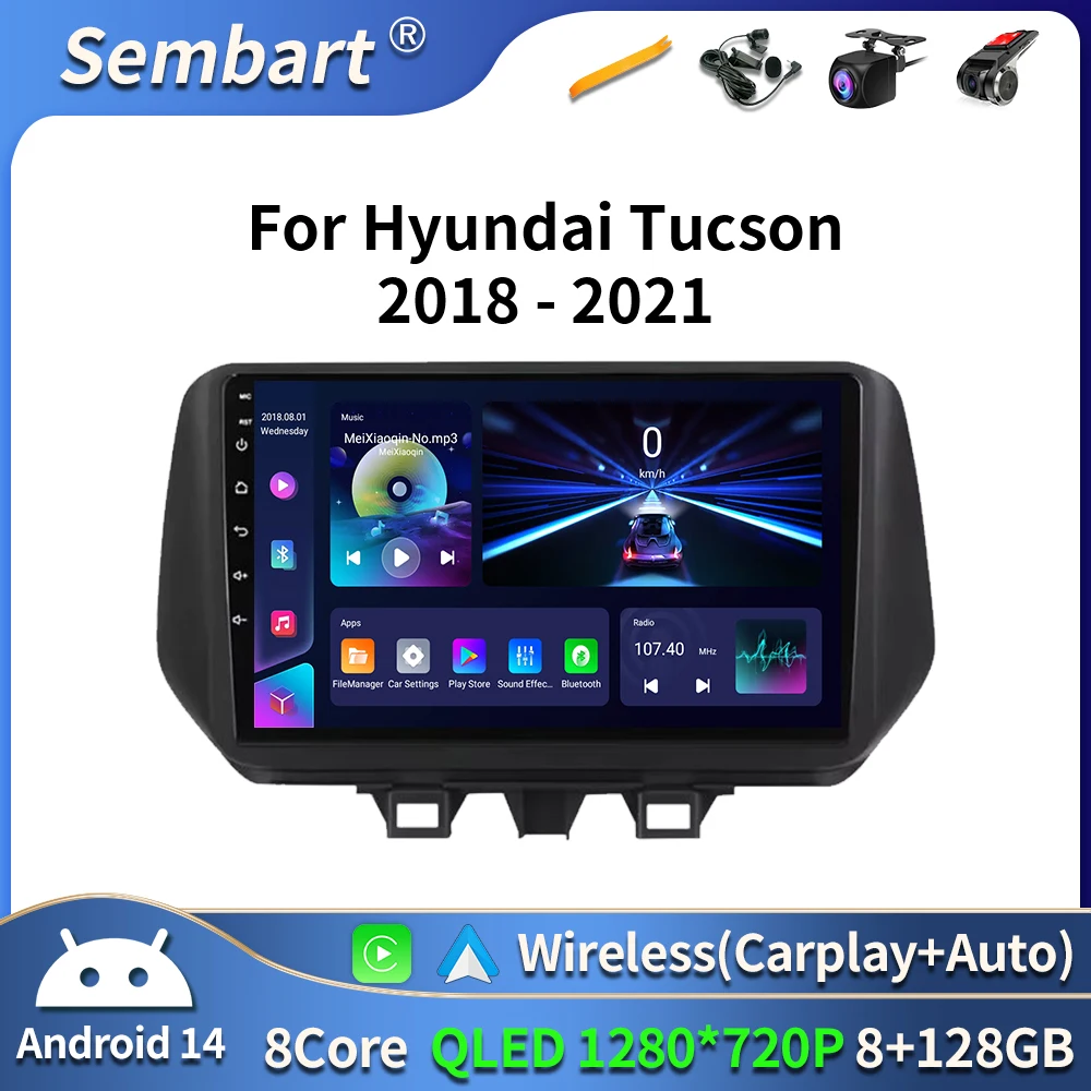 For Hyundai TUCSON 2018 2020 2021 Android Auto Wireless Carplay Car Radio Multimedia Player GPS Navigation WIFI Stereo Head Unit