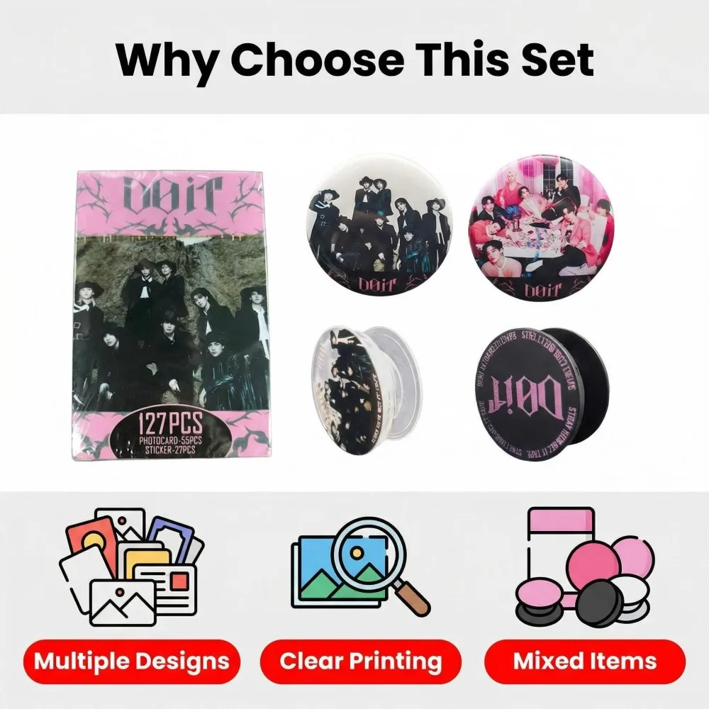 

Merch Kpop Stray Kids DO IT Felix HyunJin Theme Kawaii 2 Badges 2 Mobile Phone Ring Holder Bag Straykids Fans Birthday Gifts SKZ