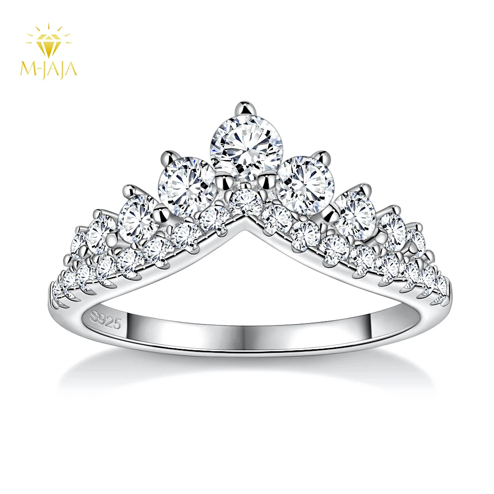 M-JAJA Moissanite Crown Rings for Women 925 Sterling Silver Engagement Wedding Rings 2025 Valentine's Day Gift Fashion Jewelry