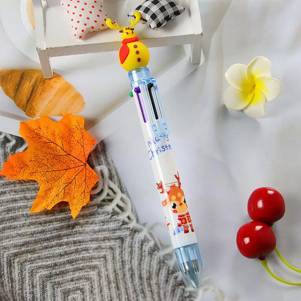 2ชิ้นปากกาบอลพอยท์คริสต์มาส6สีชุดเครื่องเขียนสร้างสรรค์พร้อมดีไซน์ตามเทศกาลปากกาบอลพอยท์เขียนลื่นทนทานต่อการฉีกขาด