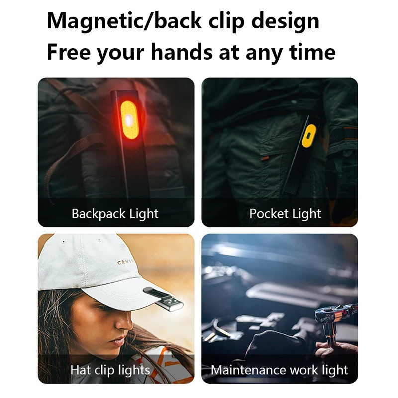 Xiaomi LED المفاتيح مصباح يدوي USB C قابلة للشحن 600Lm الشعلة الصغيرة المحمولة ضوء العمل مع فانوس جيب مقاوم للماء المغناطيس