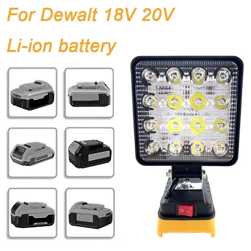 Led Light For Dewalt 18V 20V Battery 4 inch Cordless Spotlights Outdoor Work Camping Fishing Handheld Emergency Tool Light