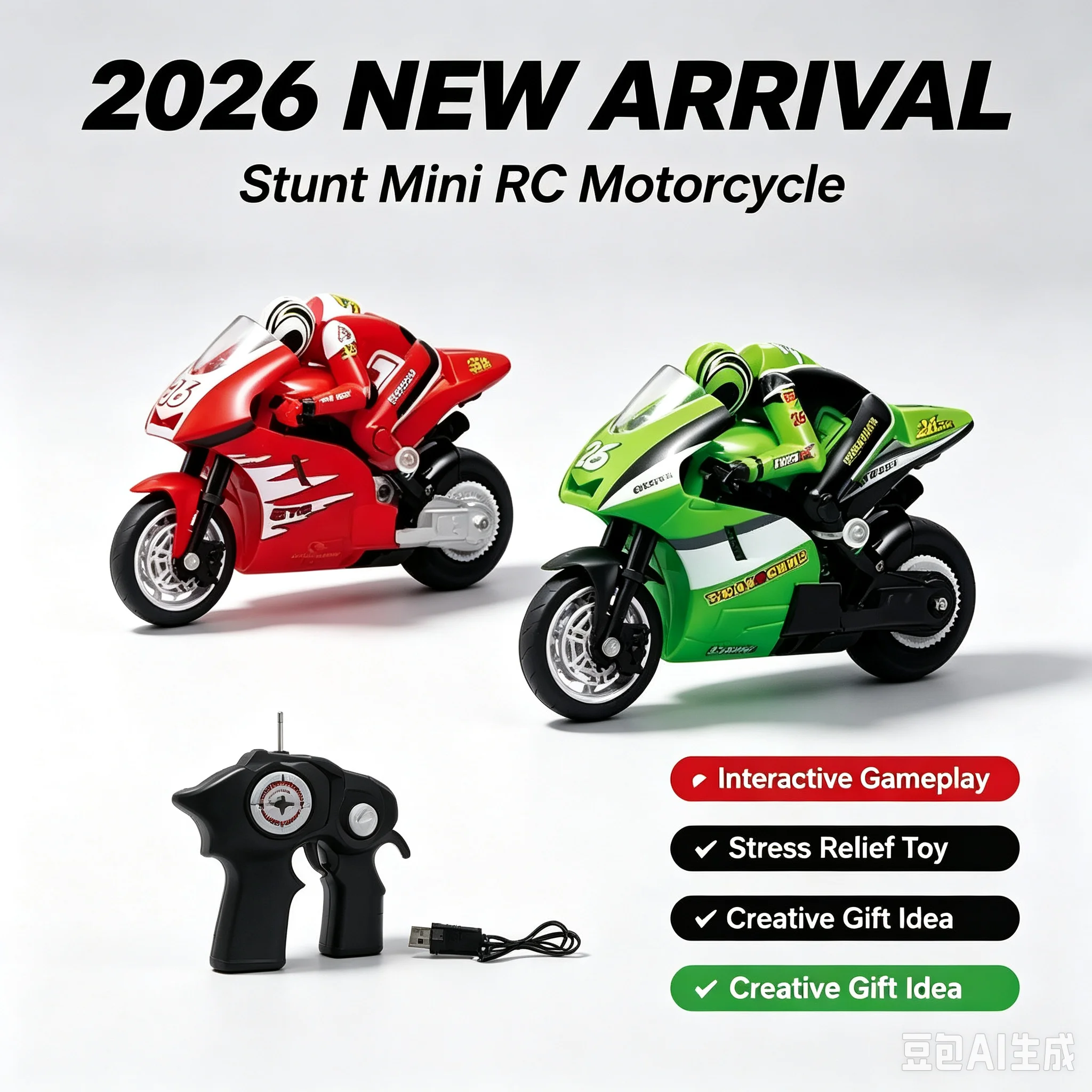 2026 Latest Mini Stunt RC Motorbike | Fun Interactive Stress Relief Creative Remote Control Stunt Car Toy