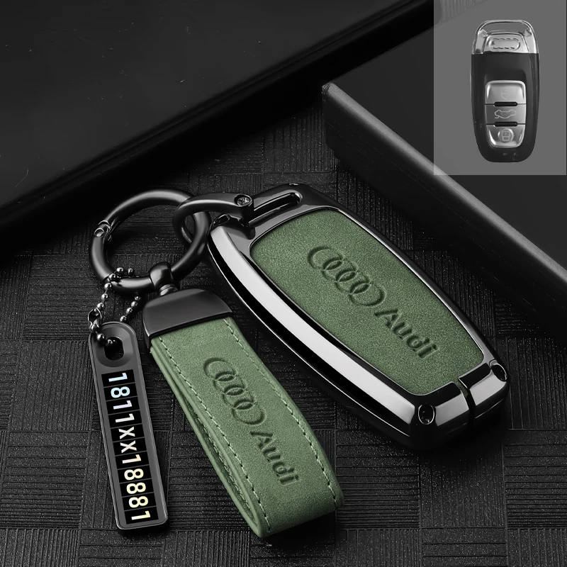 

Leather Car Key Cover Case Shell for Audi A1 A3 A4 A6 TT Allroad Q3 Q7 R8 S6 SQ5 RS4 B9 A5 8S 8W Q5 4M S4 S5 S7 TTS TFSI RS 2024