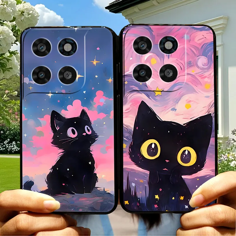 Funda de teléfono con diseño de gatito para Moto G77 G67 G57, Funda de silicona suave, Fundas de TPU negras, Funda protectora trasera para Motorola G 67 77