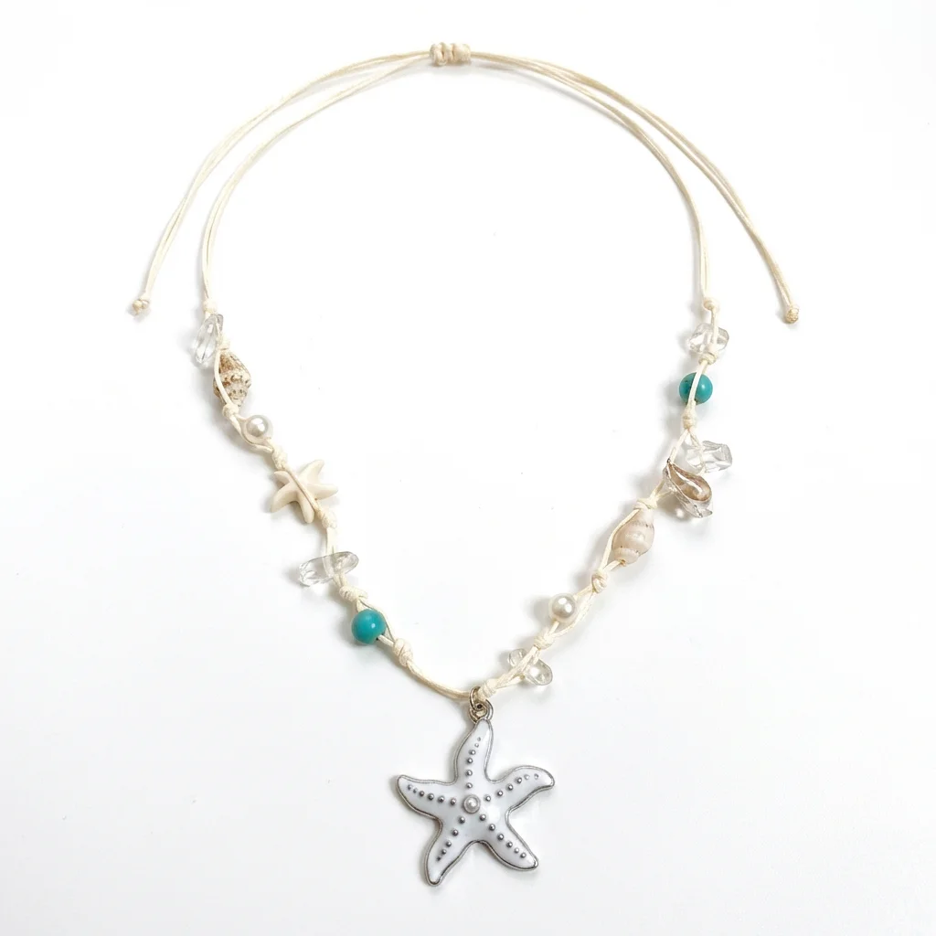 Boho Seestern-Anhänger Halskette Verstellbare Strand-Urlaubskette für Frauen Sommer-Feiertags-Party-Accessoires – Detail 5