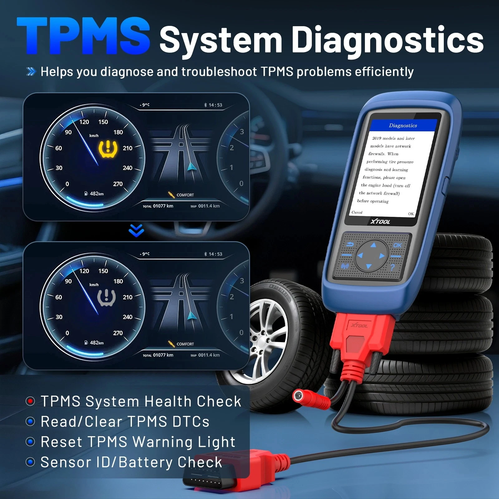 XTOOL TP150 WIFI TPMS Programming Diagnostic Tool work with TS100 TPMS Tire Pressure Sensor Reset Relearn Activate Free Update