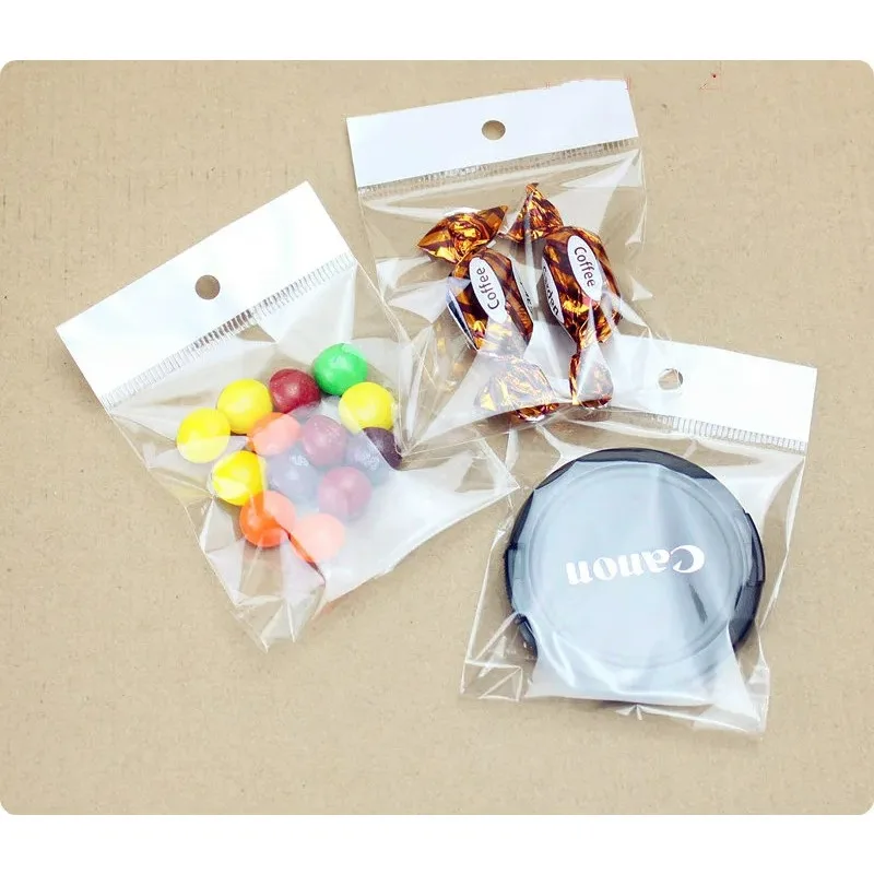 

Прозрачные самоклеящиеся пластиковые пакеты 10 см * 18 см, OPP Полиэтиленовые пакеты, розничная продажа, упаковочные мешки для хранения с отверстием для подвешивания, оптовая продажа, 500 шт./лот