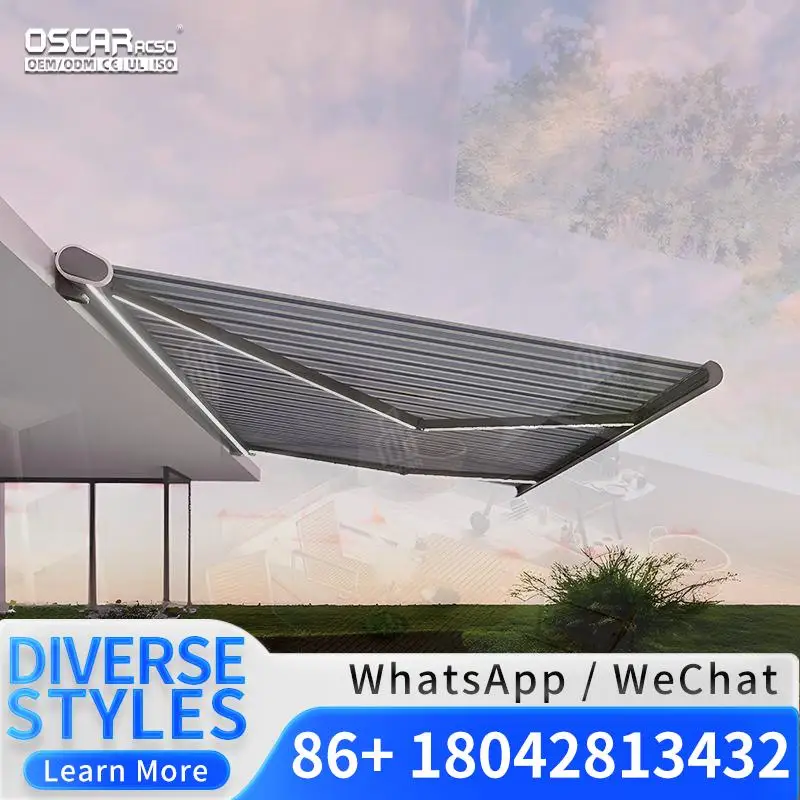 Outdoor Luxury Retractable Electric Aluminum Pergola Kits with PVC Arch Wood Plastic Alloy Frame for Balcony Made in China Retra