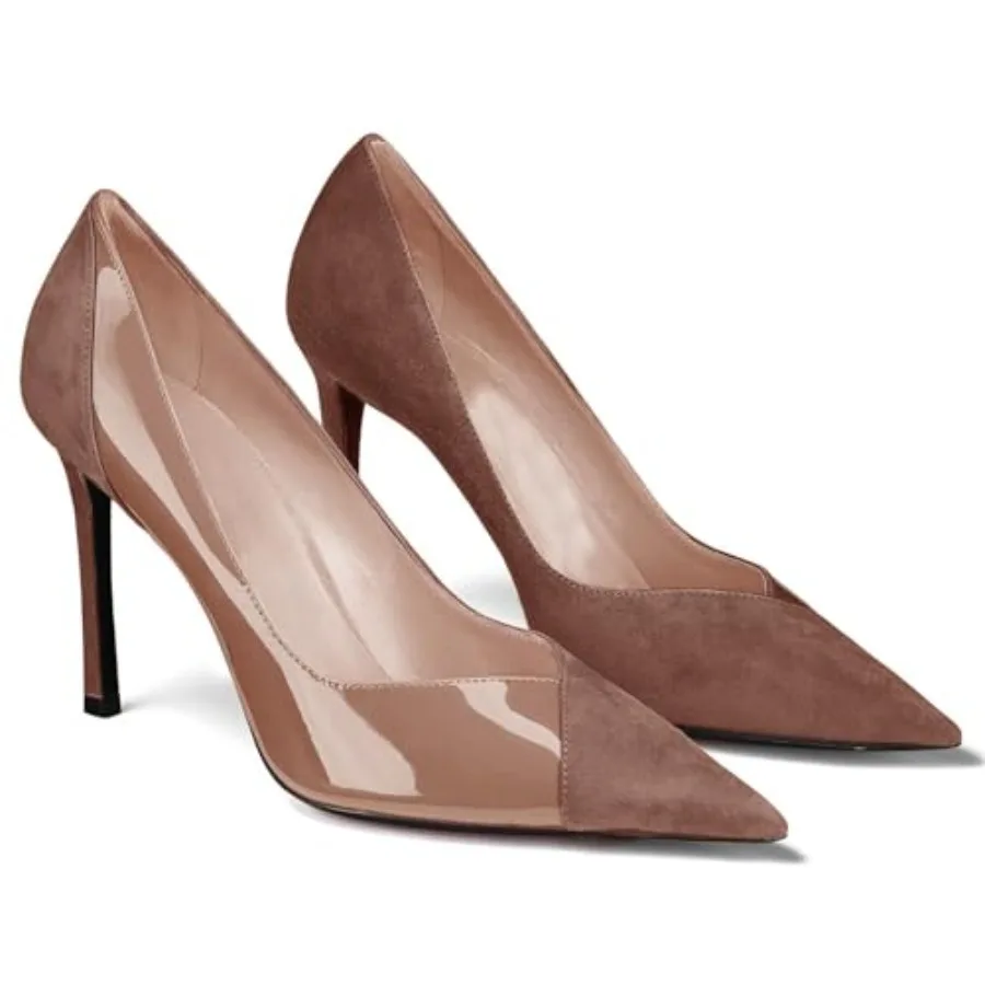

Womens Pointed Toe High Heels Pumps Patent Suede Stiletto Heel Slip on Office Party Wedding Dress Shoes