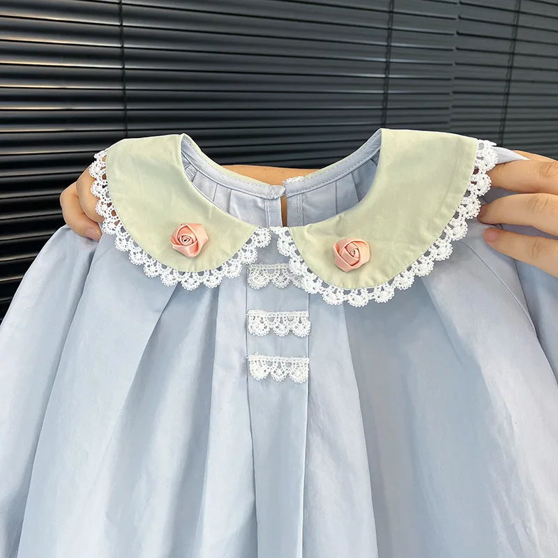 

Girls' Spring and Autumn New Shirt Fresh Floral Collar Baby Shirt Stylish Versatile Long Sleeve Top Trendy