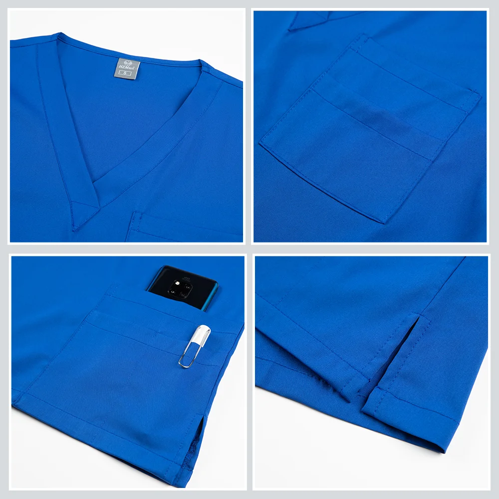 2025 ใหม่เครื่องแบบพยาบาล V คอตรงกางเกงกว้างชุดขัดผ่าตัด Workwear ทันตแพทย์ชุดพยาบาลโรงพยาบาลหมอชุด