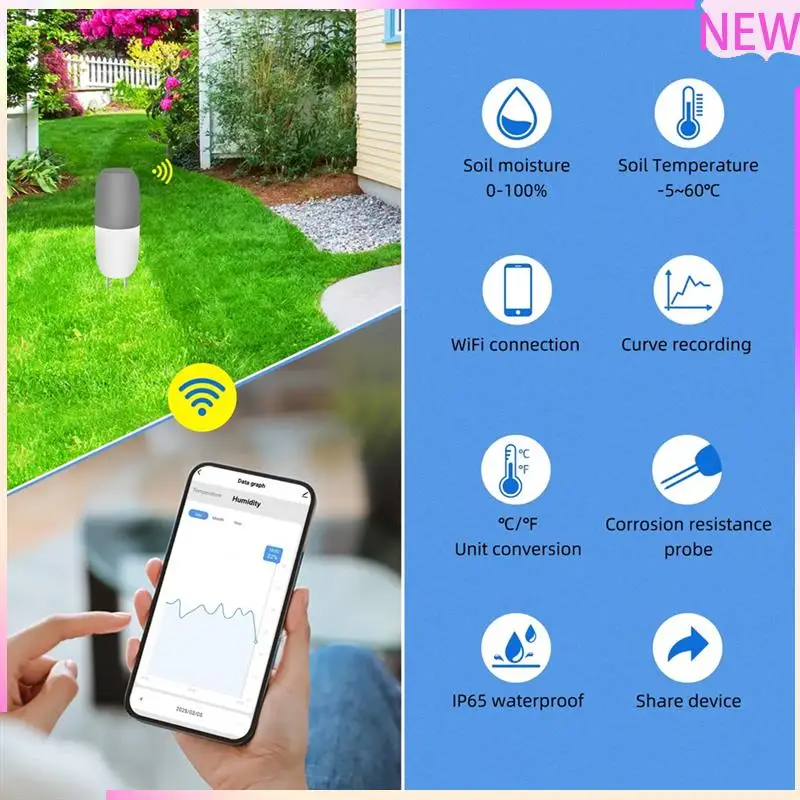 B27B Tuya Wifi Soil Meter Sensor Soil Temperature And Humidity Detection For Greenhouse Planting Orchard