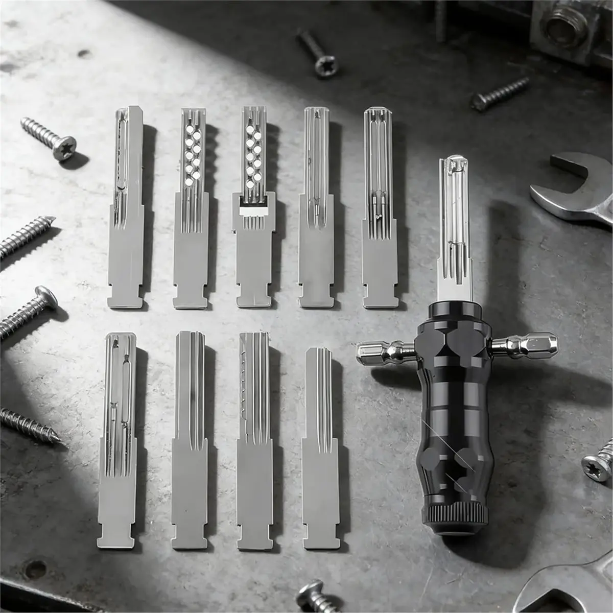 2026 New Tubular Lock Pick Set:9-in-1 Unlocking Tool with Interchangeable Stainless Steel Keys,for Locksmiths & DIY Use view 5